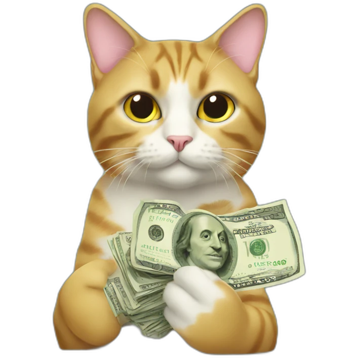 cat holding money emoji