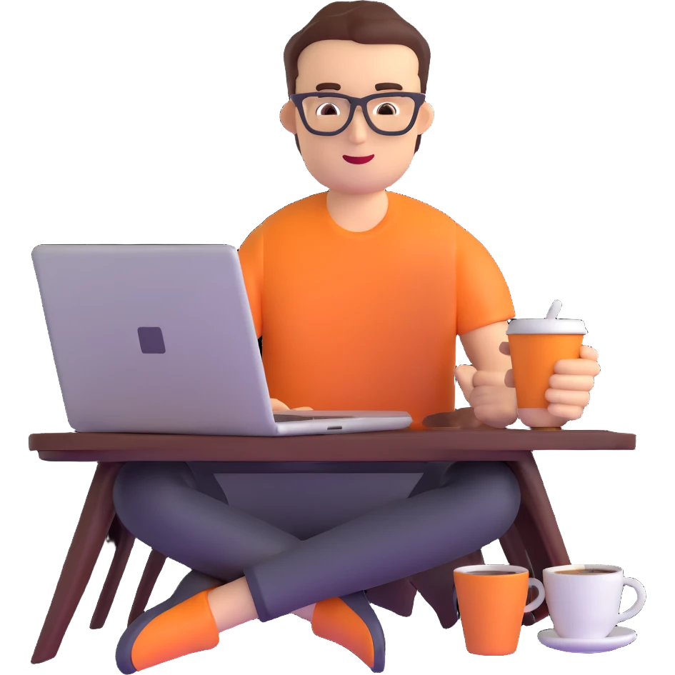 freelancer with laptop and coffee emoji