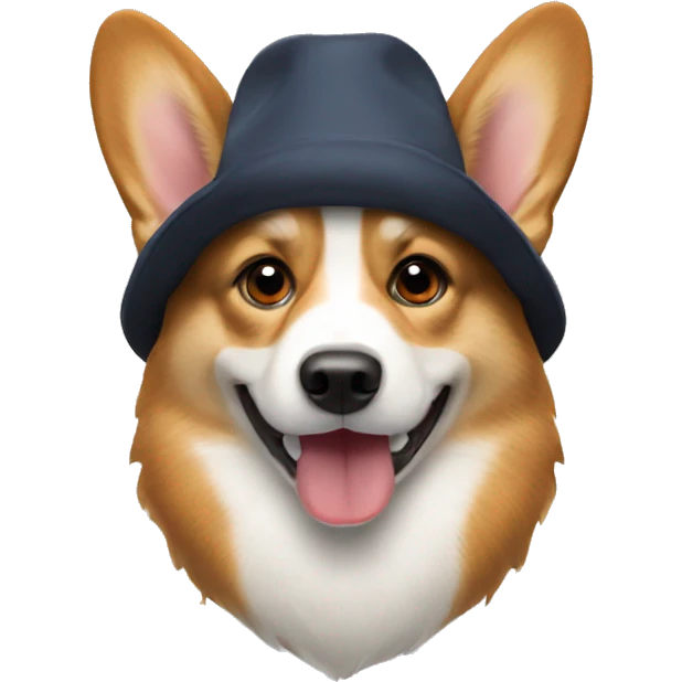 a corgi dog using red cap emoji