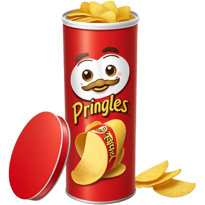 Draw a tall Prinnngles can with the red label & stack of chips beside it. emoji