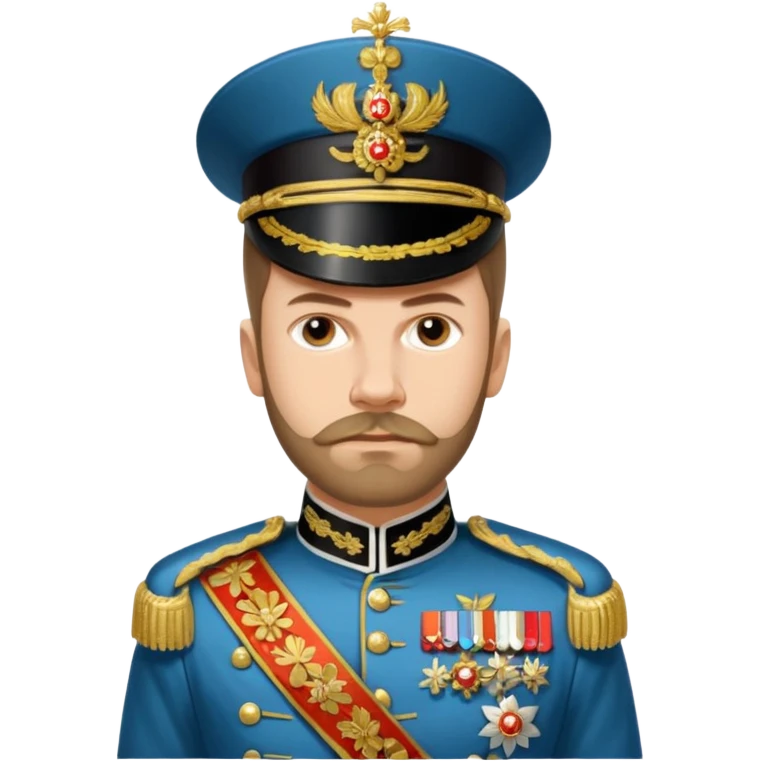 Nicholas II, Russian tsar, ornate military dress, sash emoji