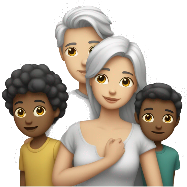 mujer con dos niños blanca y de pelo negro y un hombre rubio emoji