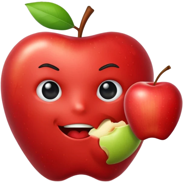 Android a estátua ocorrendo comendo maçã emoji