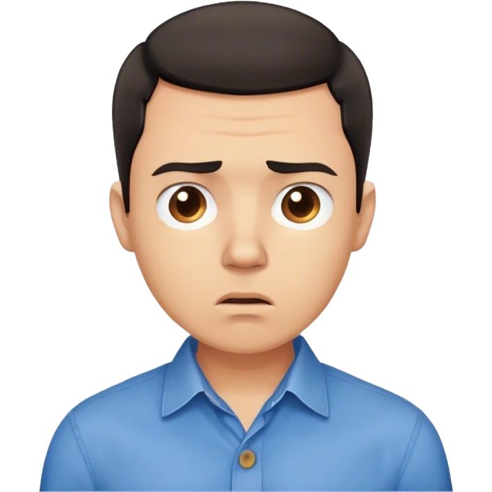 Emoji com um rapaz em dúvida sobre o que comprar com blusa social azul emoji