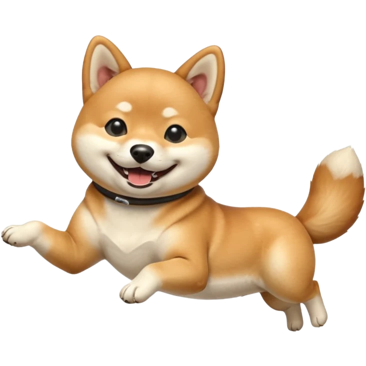  shiba inu, qui est mdr et se roule à terre les 4 pattes en l'air, avec sa queue en tire bouchon emoji