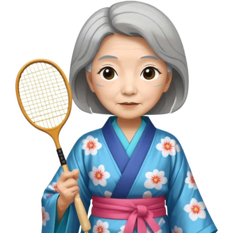 ancient japanese old woman with 1 badminton racket emoji