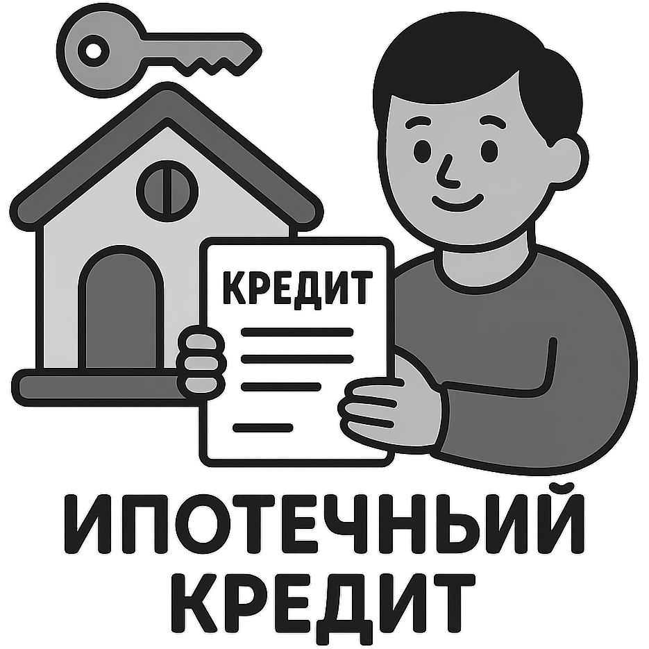 Ипотечный кредит. Линейный минималистичный рисунок  emoji