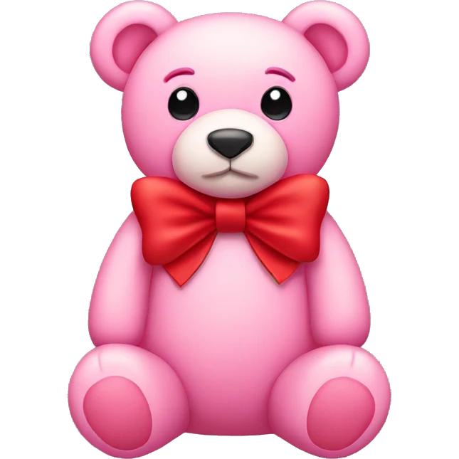 pink teddy bear with red  bow emoji