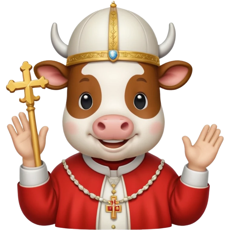 cow with a pope catholic outfit emoji