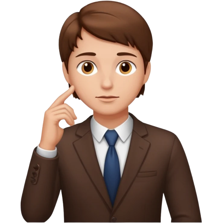 entepreneur deeply thinking. asking question. interested face. hand showing the deep interest in the topic emoji