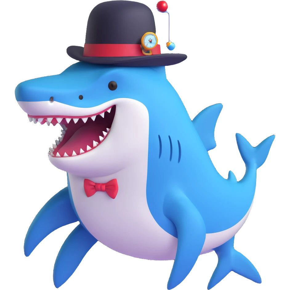 shark wearing a top hat and monocle emoji