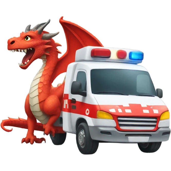 Dragon driving an ambulance  emoji