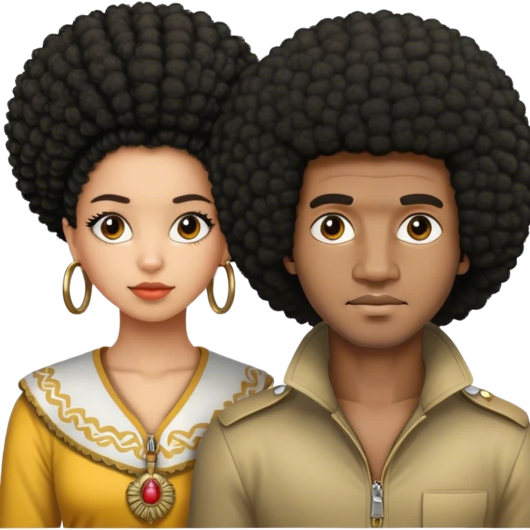 Black man with afro and oukhty girl emoji