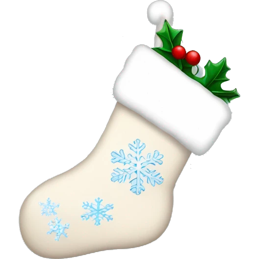 White Christmas stocking with snowflakes  emoji