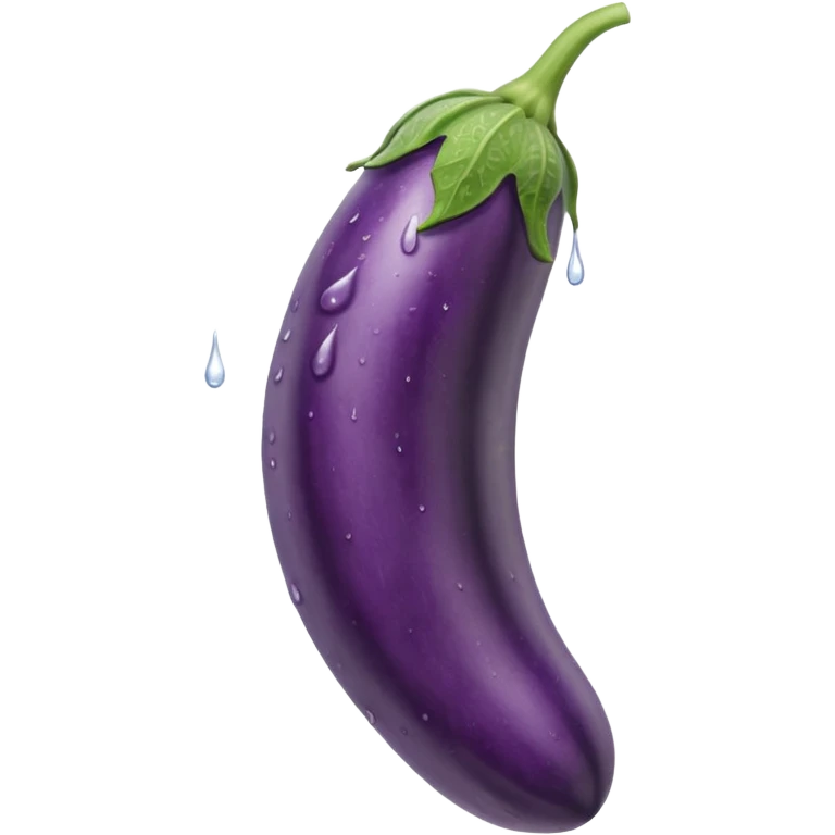 Detailed dripping wet long cucumber shaped eggplant with veins emoji