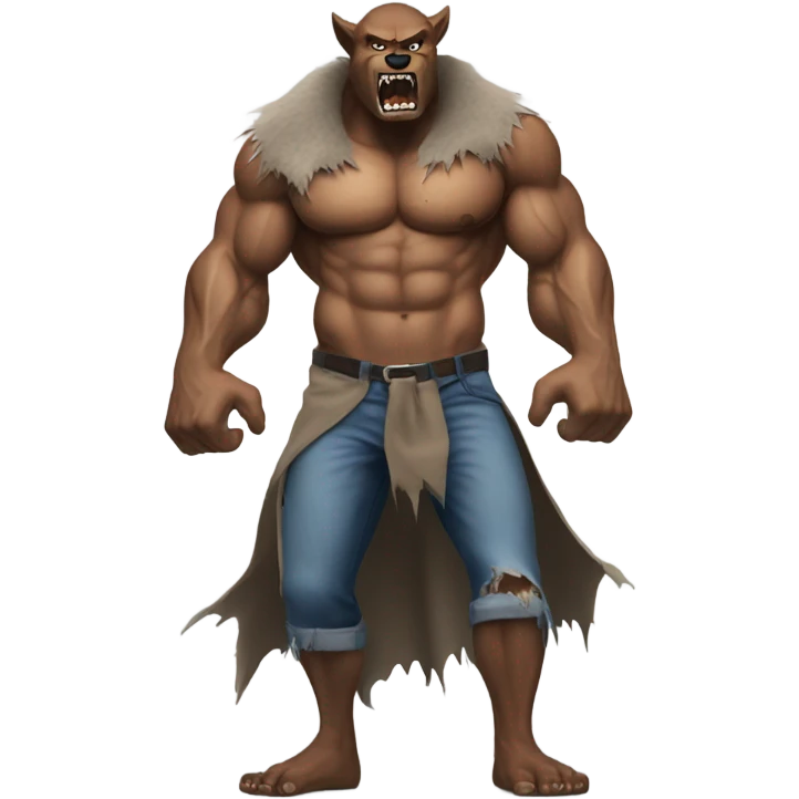 Werewolf man shirt ripping off  emoji