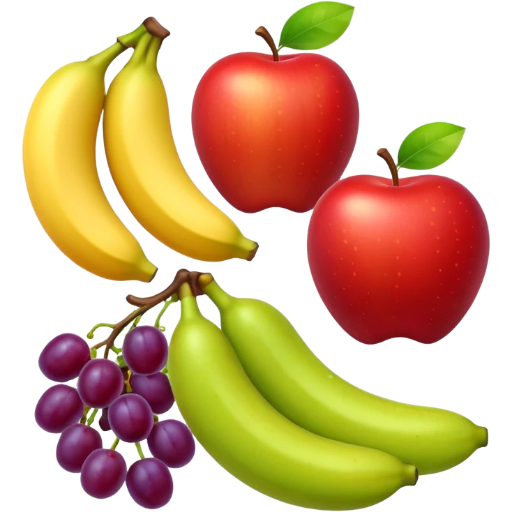 emoji TOK different fruits in different colours aligned. Do not repeat any fruit. Make the fruits bigger emoji