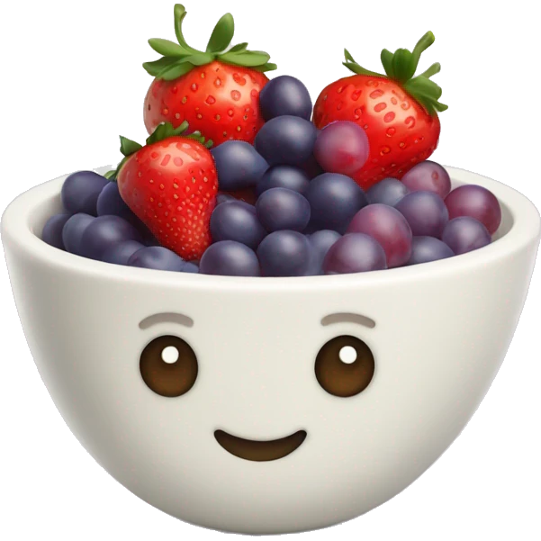 fruit yogurt bowl with strawberries and grapes emoji