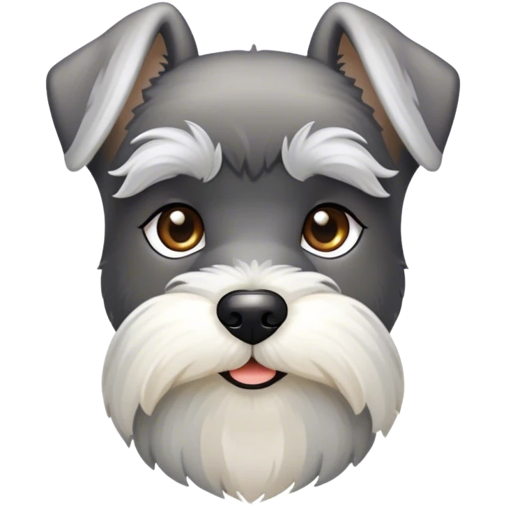 Cinematic Noble Miniature Schnauzer Portrait Emoji, Standing with a proud and stately demeanor, showcasing a sharply defined, salt-and-pepper fur with distinguished eyebrows and a confident, alert expression, simplified yet exquisitely detailed, glowing with a refined, dignified radiance, high shine, exuding intelligence and classic noble charm, soft glowing outline, capturing the essence of a noble Miniature Schnauzer that commands attention with effortless style! emoji