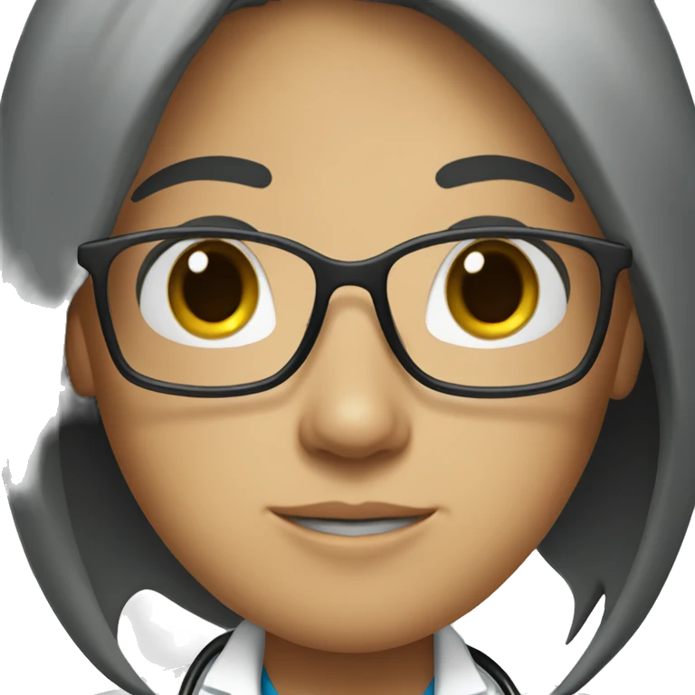 doctor,girl,long black straight hair,black eyes,glasses emoji