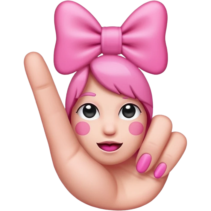 Middle finger emoji with pink bow on it emoji