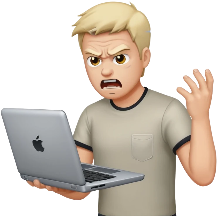 angry man throwing a laptop emoji