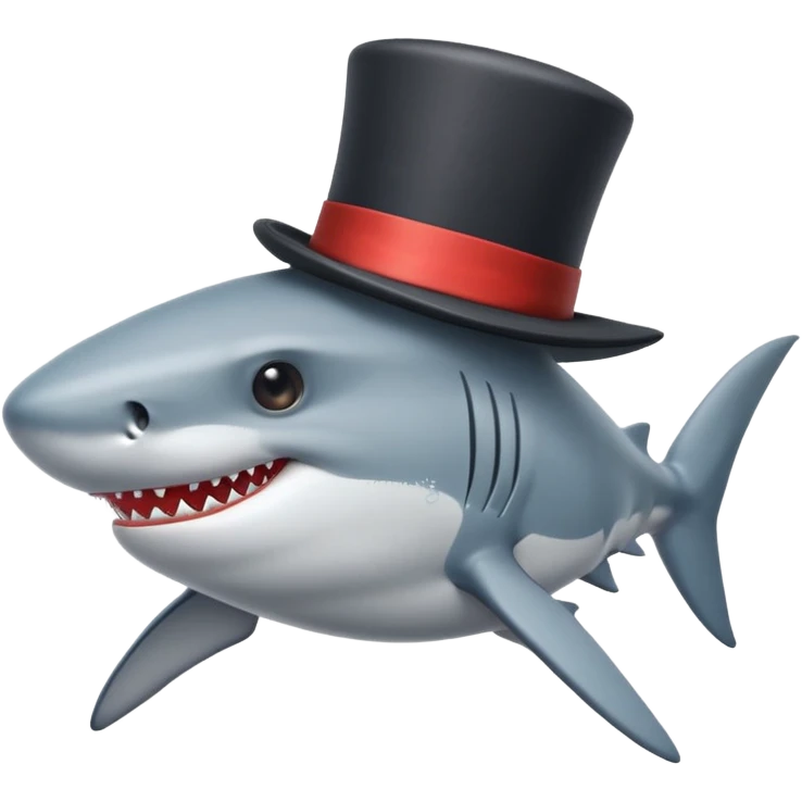 Shark with a top hat emoji