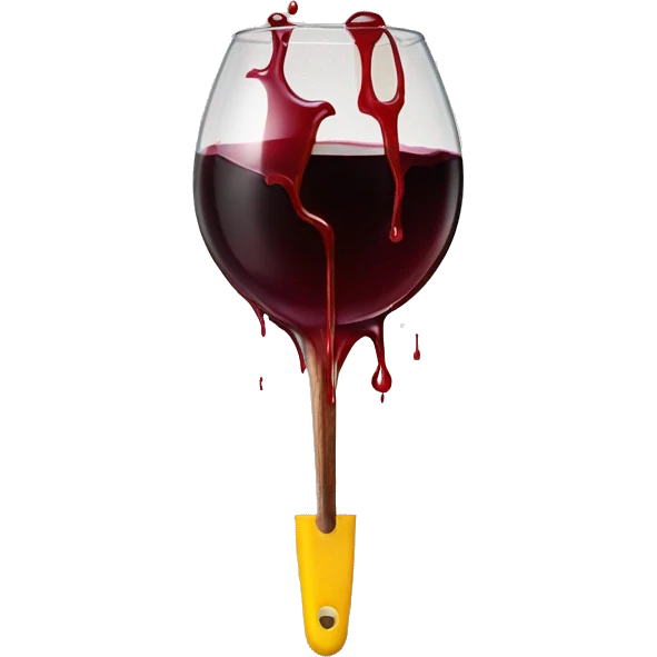 A round yellow face holding a sharp kitchen tool with liquid red wine dripping from it emoji