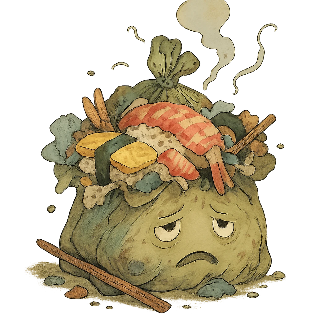 imaginative sushi trash in ghibli style emoji