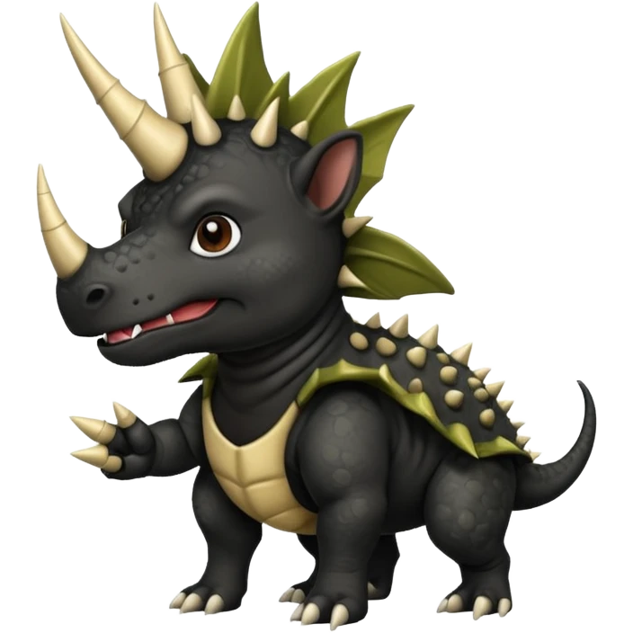 Black pitbull dressed as a triceratops black emoji