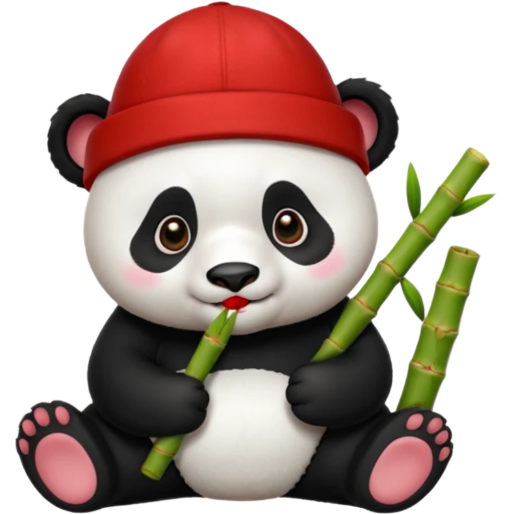 panda wearing red cap with bamboo emoji