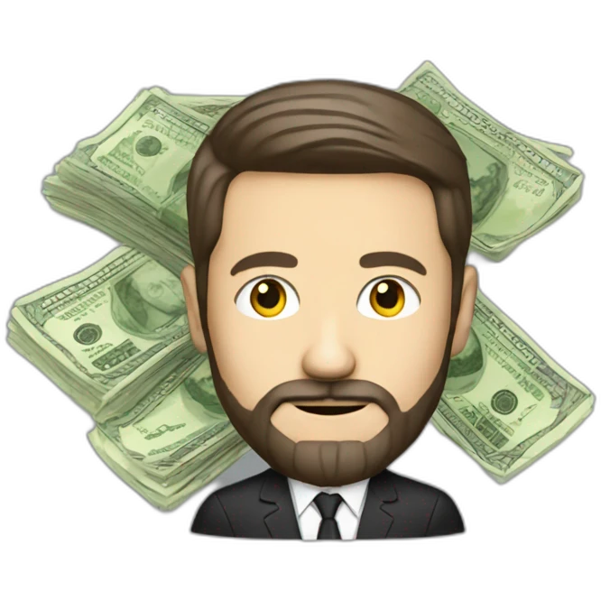 Zelensky with beard and money emoji
