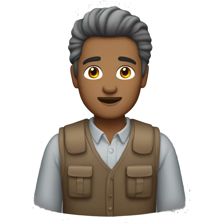 Camionero, hombre blanco con cabello castaño y omondulado y tien un chaleco gris  emoji