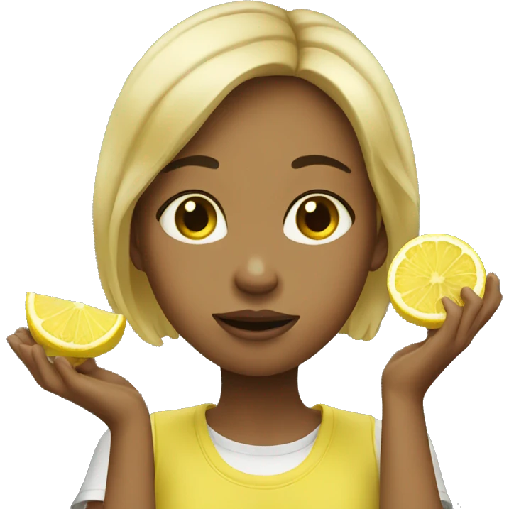 Girl eating lemon  emoji