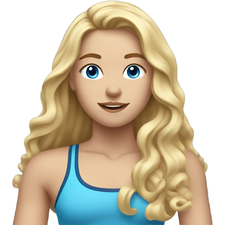girl with long blonde wavy hair and blue eyes working out  emoji