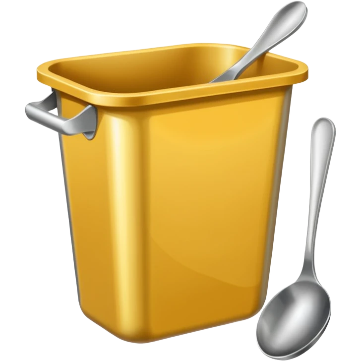 a silver spoon on a rectangular trash can  emoji