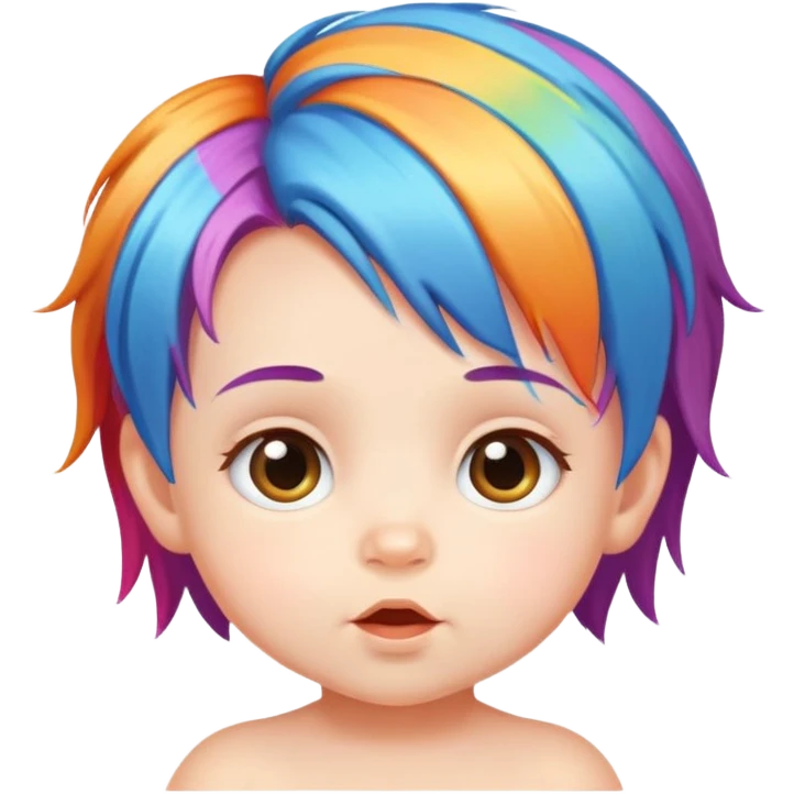 cute baby with colorful hair emoji