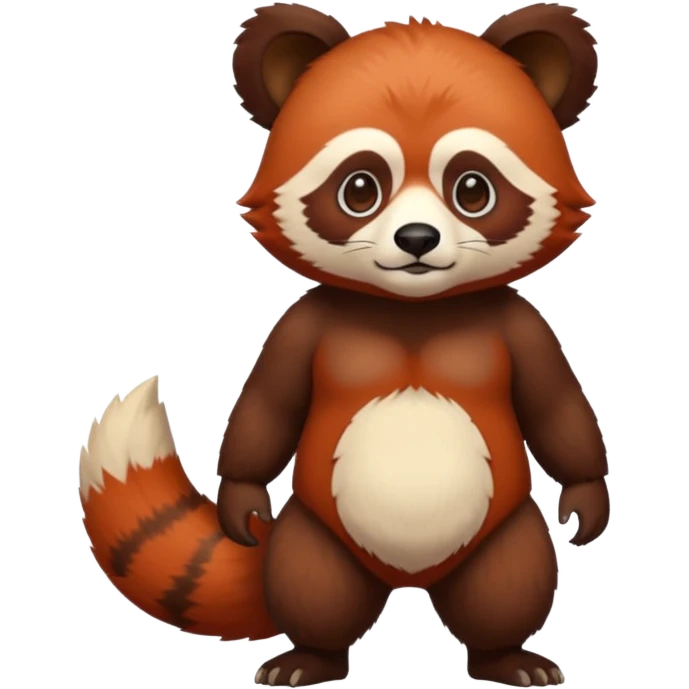 Realistic cool edgy 4-legged Bear-Red-Panda-Tanuki-animal-fusion-hybrid, Full body emoji
