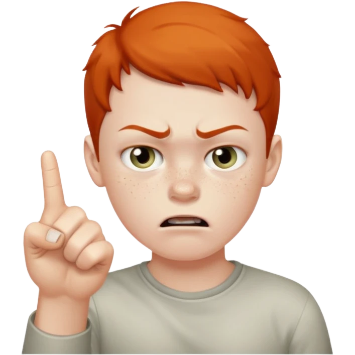 angry young boy pointing fingure at his own face emoji