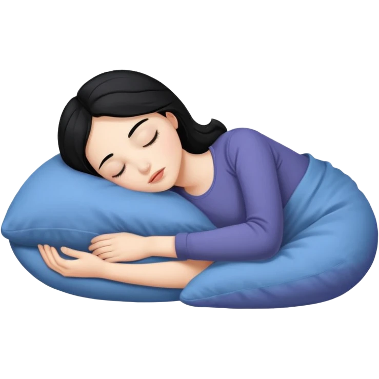 Sleeping on the pillow, beauty hot and pretty Pale girl with medium high black hair  emoji