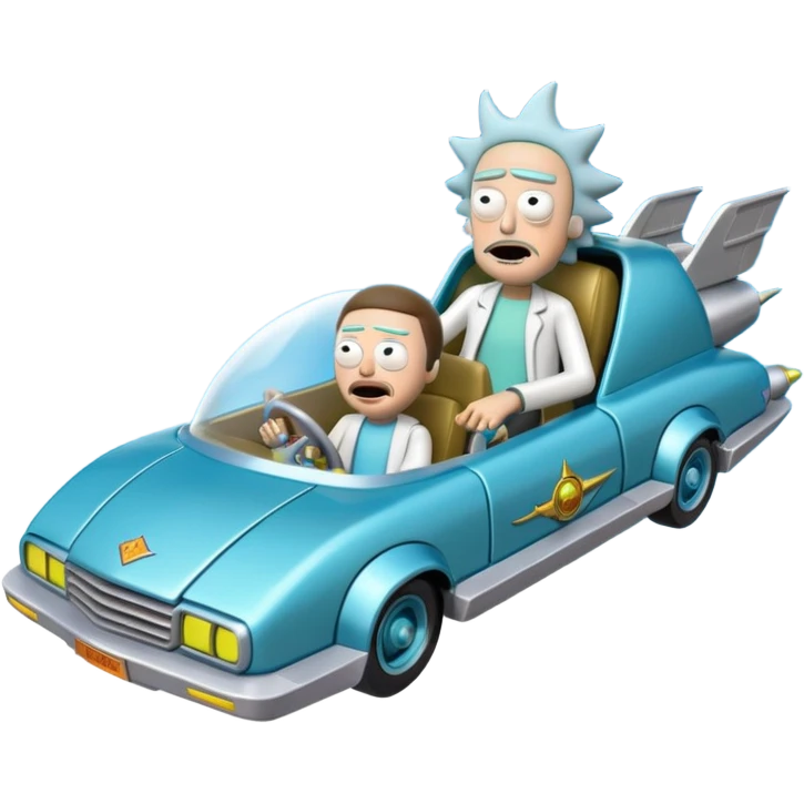 Hot wheels Rick and Morty flying in a spaceship to citadel of Ricks  emoji