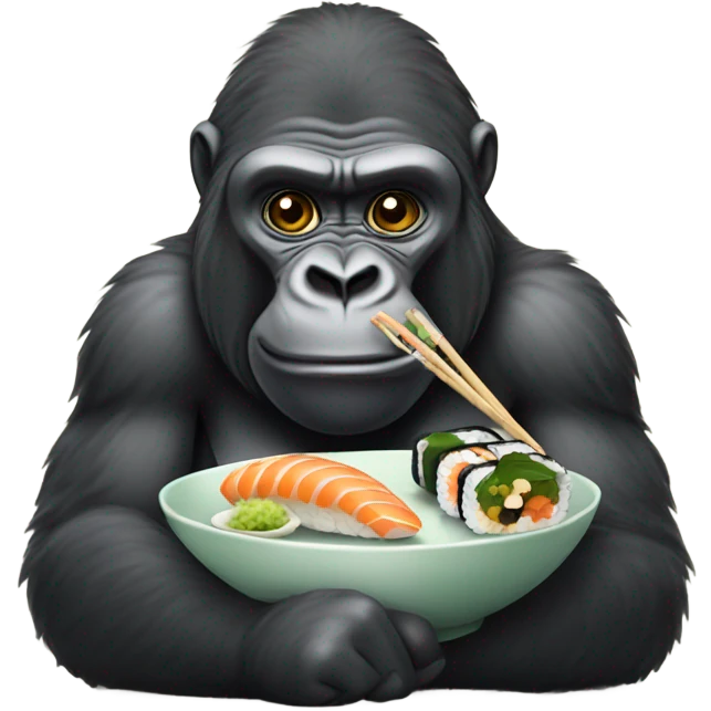 Gorilla eating sushi emoji