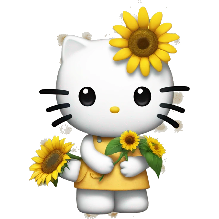 Hello kitty holding a sunflower  emoji