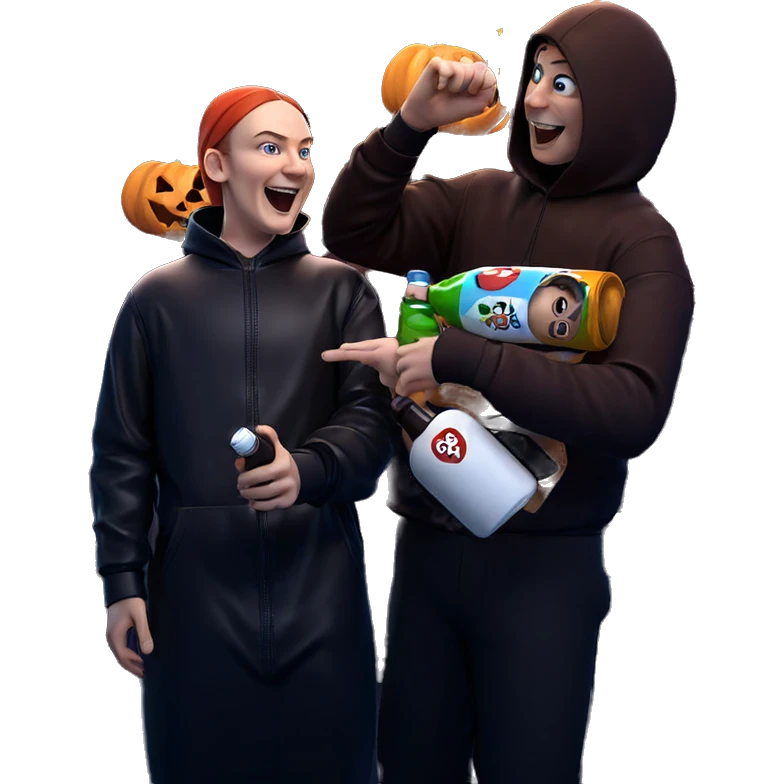 halloween boy with bottle emoji