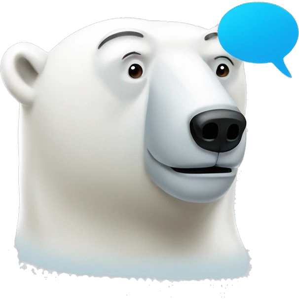 Polar bear with a thought bubble emoji
