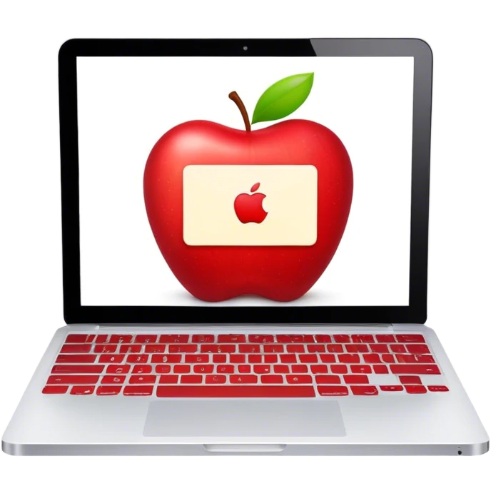 apple laptop with writing on screen emoji