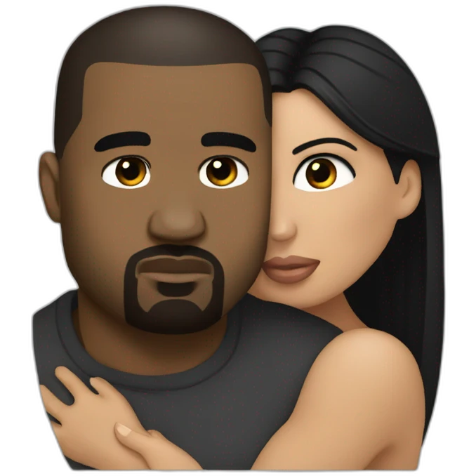 Kanye West hugging kim kardashian emoji