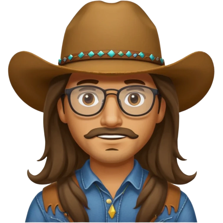 long hair cowboy with glasses emoji