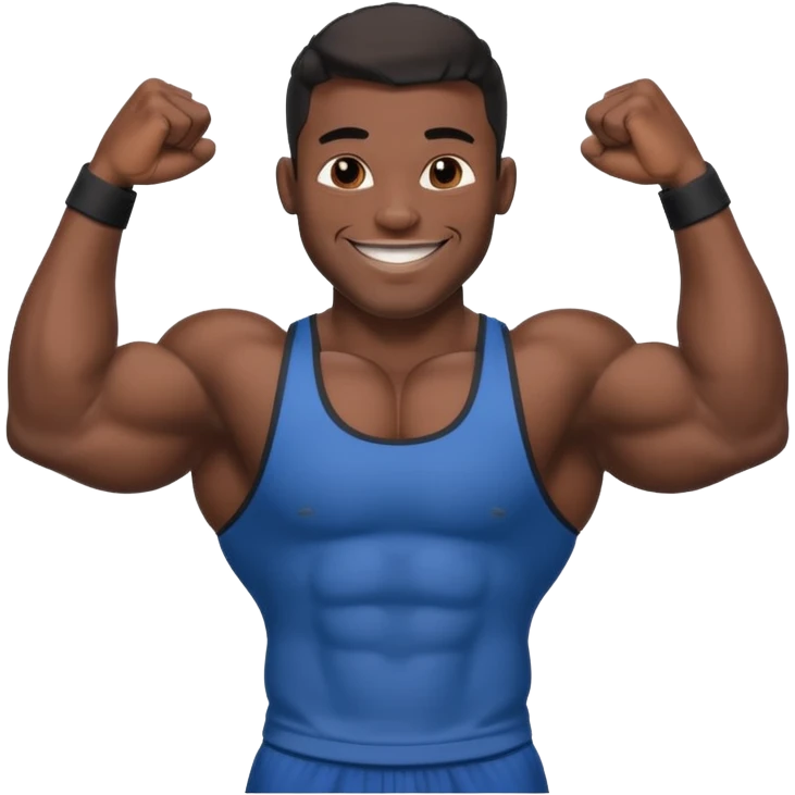 Jock man smiling very big biceps black emoji