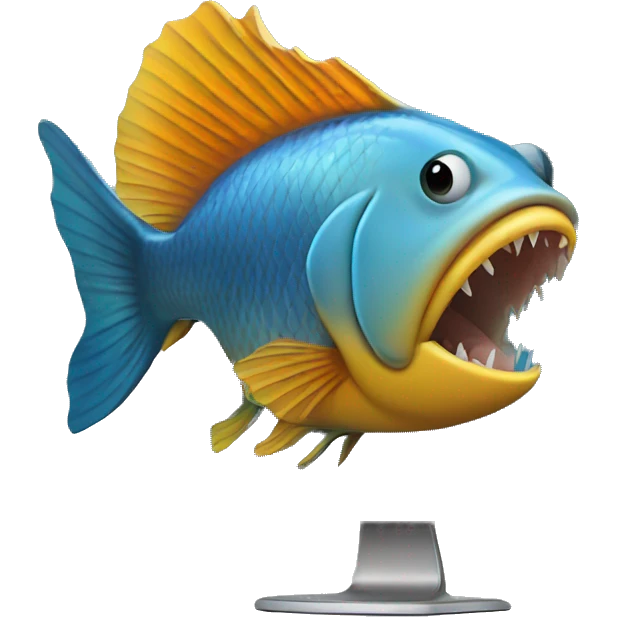 A fish using a computer emoji